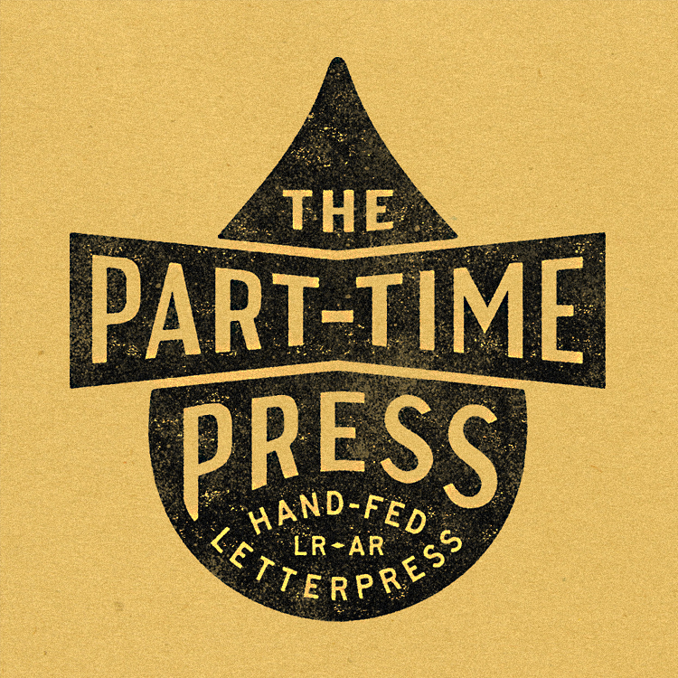 The Part-Time Press Primary Inkdrop logo. Hand-fed letterpress printing in Little Rock, Arkansas—by Hunter Oden of oden.house