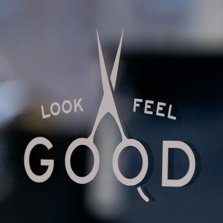 Look/Feel Good made of barber shears for Handle Barbershop—by Hunter Oden of oden.house