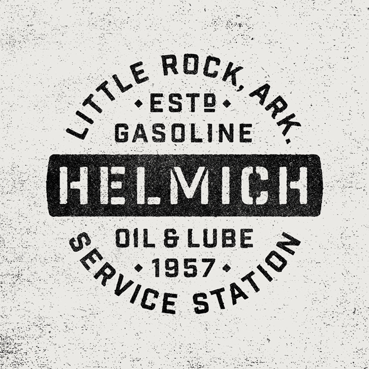 Helmich Service Station badge design for Hill Station Restaurant in Hillcrest—by Hunter Oden of oden.house