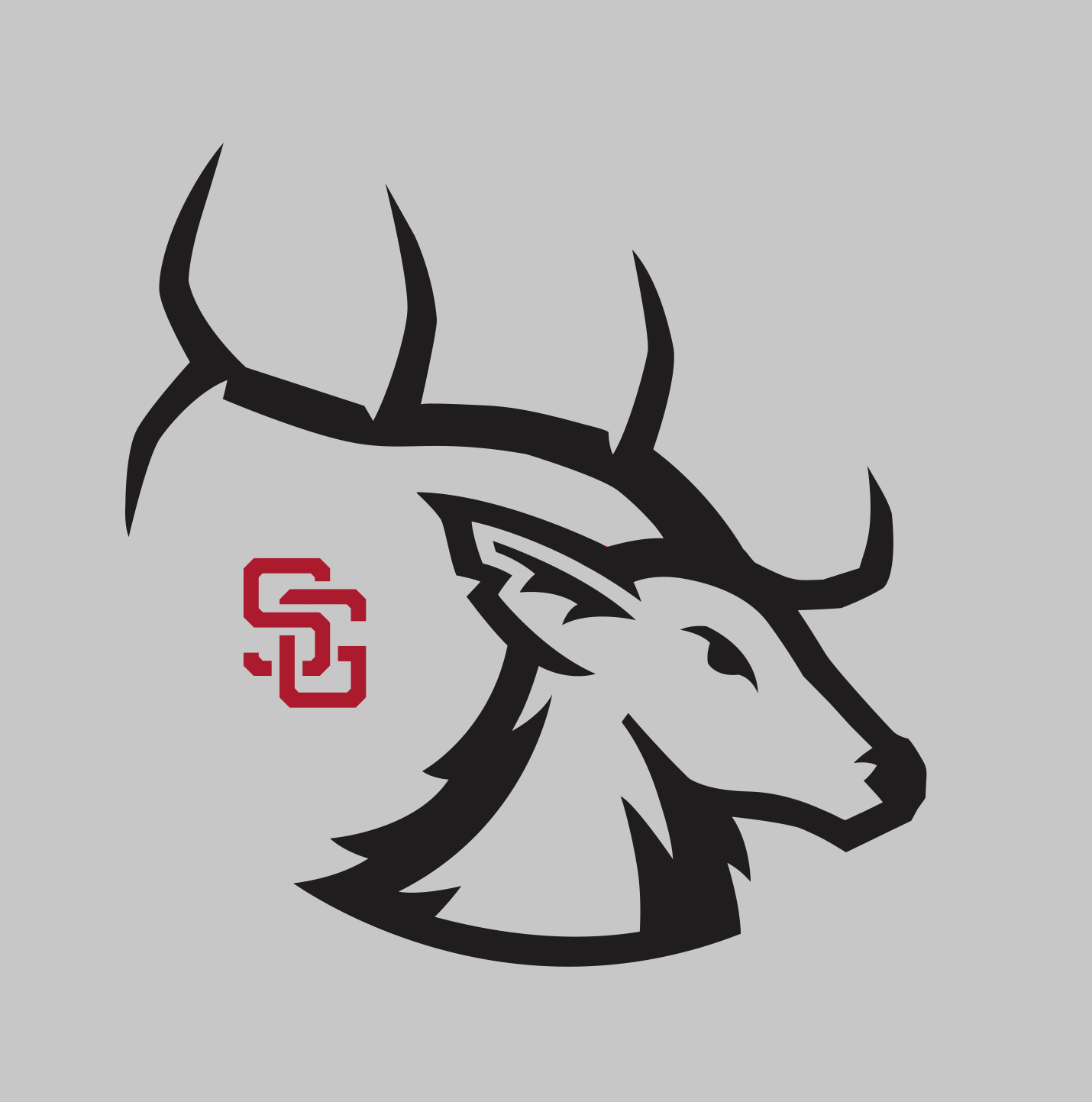 Agressive Stag logomark with interlocking SG (Support Group) monogram.